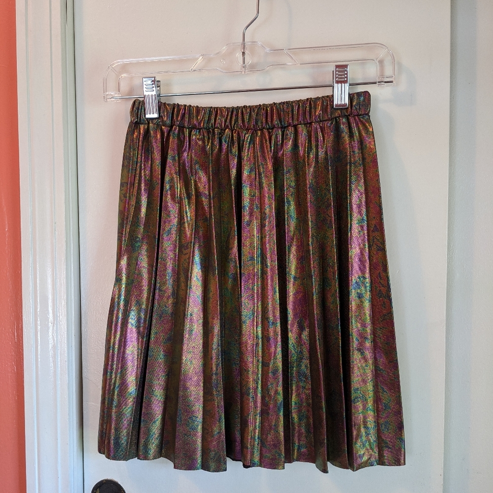 Silence & Noise Pleated Mini Skater Skirt Oilslick